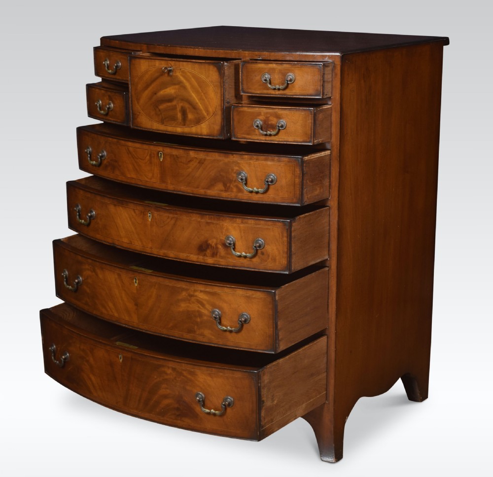 Regency style mahogany bow fronted chest of drawers View III