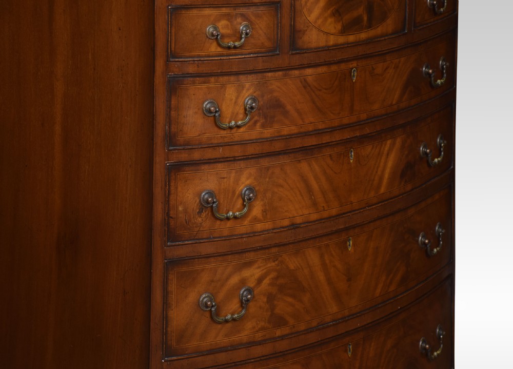Regency style mahogany bow fronted chest of drawers View IV