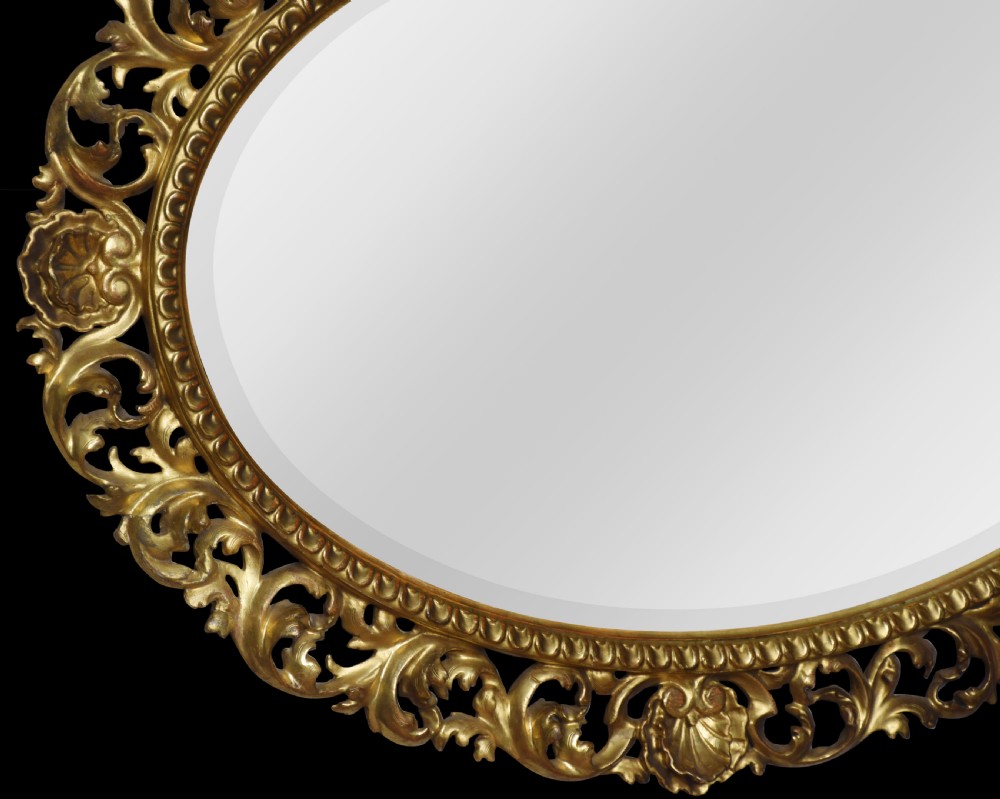 Large oval Florentine gilt wall mirror View IV