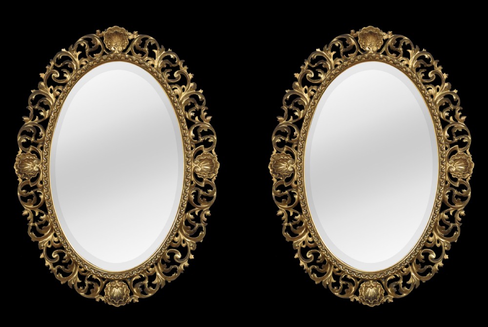 Pair of oval Florentine gilt wall mirrors View III