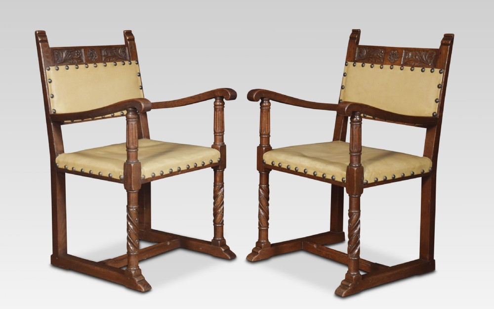 Set of six substantial oak dining chairs View IV
