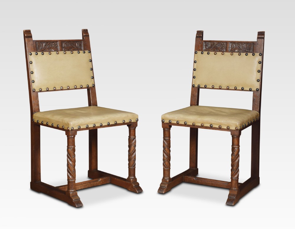 Set of six substantial oak dining chairs View VI