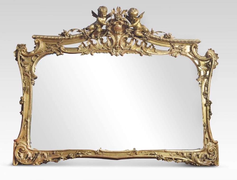 Large gilt overmantel mirror