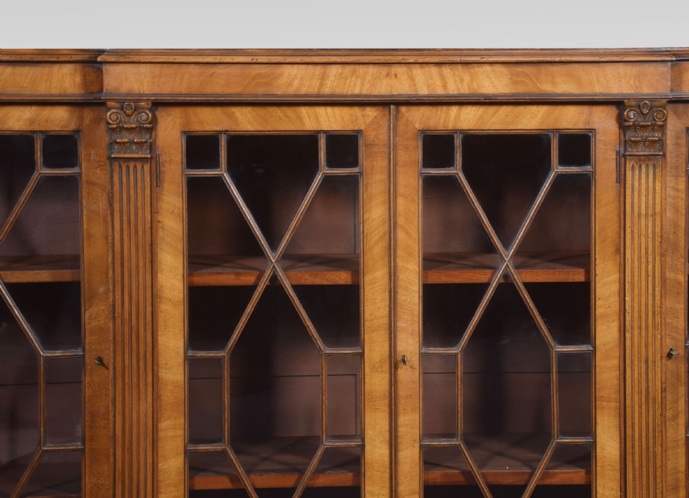 George III style walnut breakfront bookcase View VII