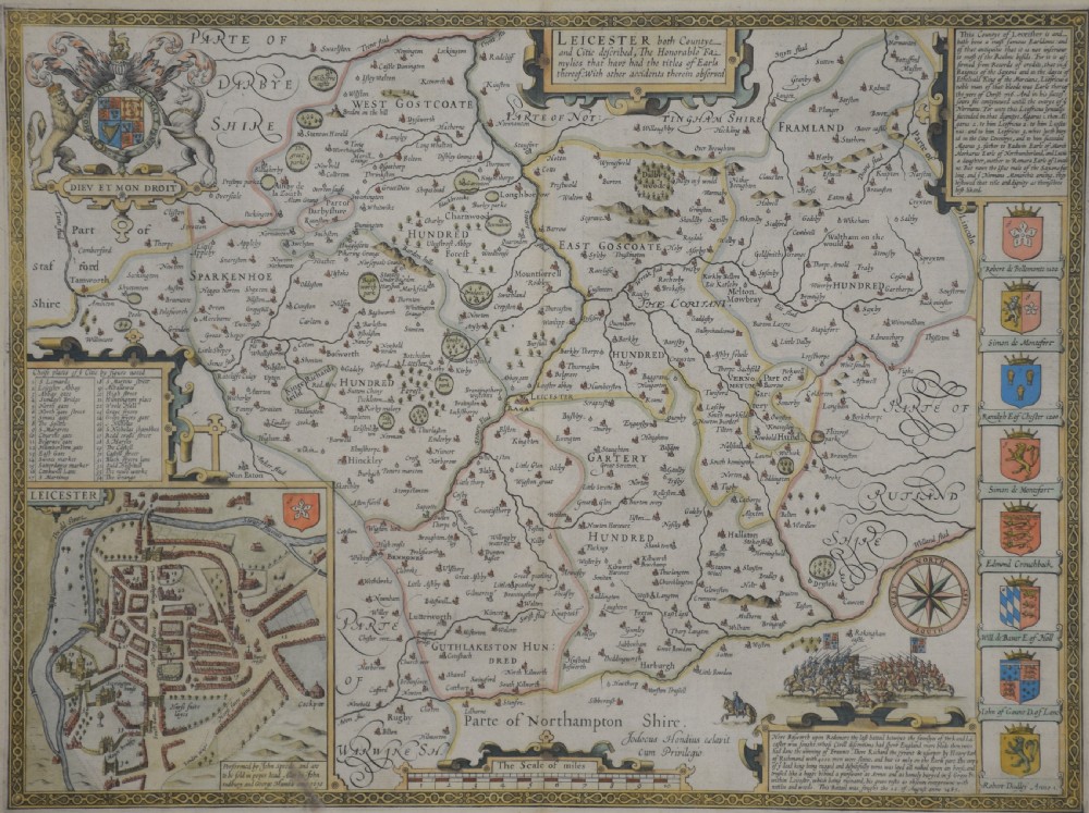 Map of Leicester by John Speed View IV