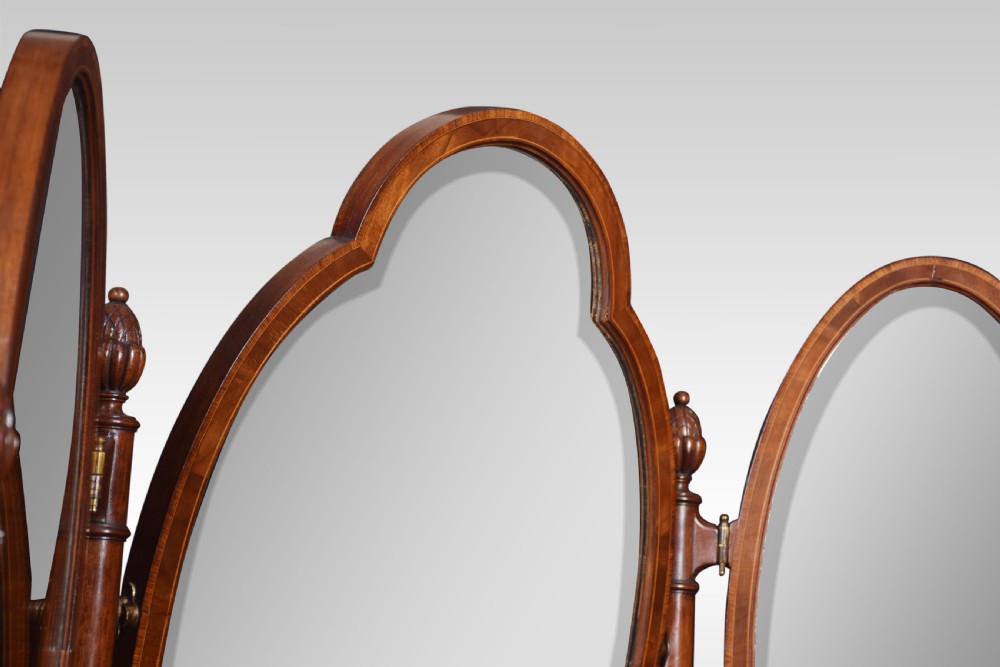 Mahogany inlaid oval dressing table View V