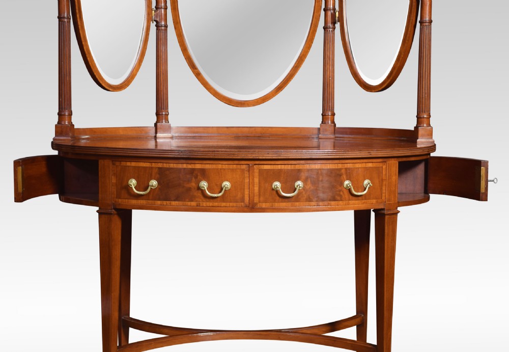 Mahogany inlaid oval dressing table View XII