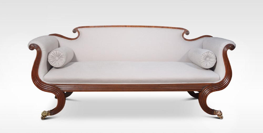 Mahogany scroll end settee