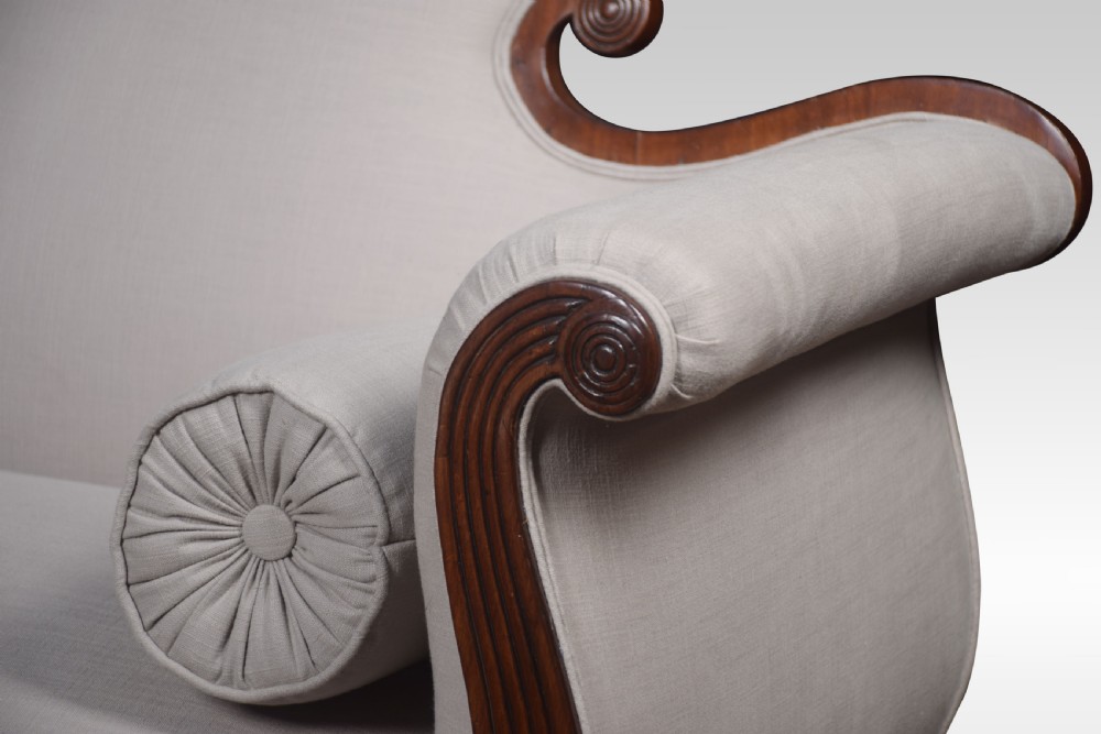 Mahogany scroll end settee View II