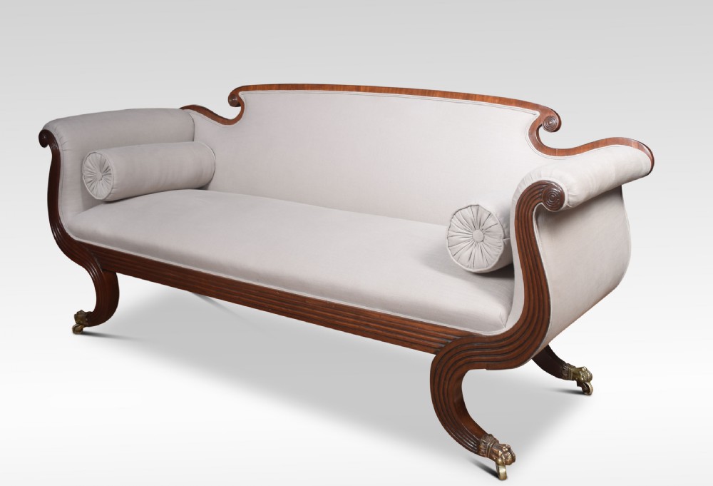 Mahogany scroll end settee View III