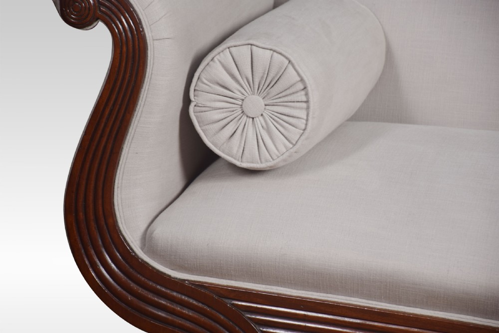 Mahogany scroll end settee View XI
