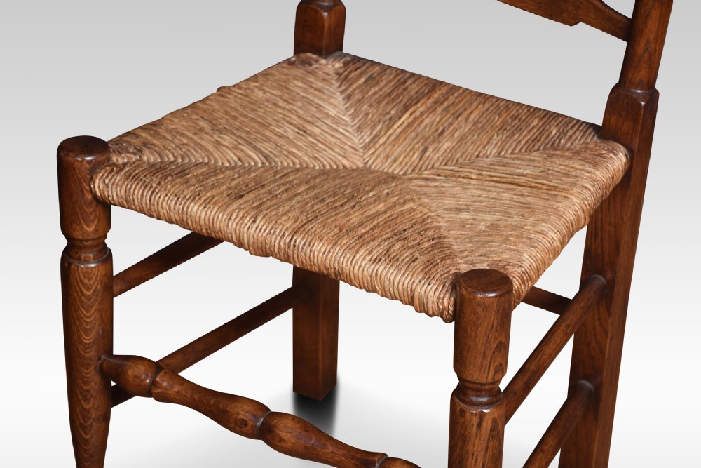 Set of six oak ladder back dining chairs View IV
