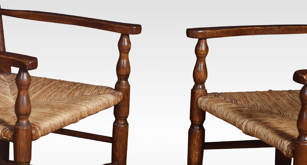 Set of six oak ladder back dining chairs View V