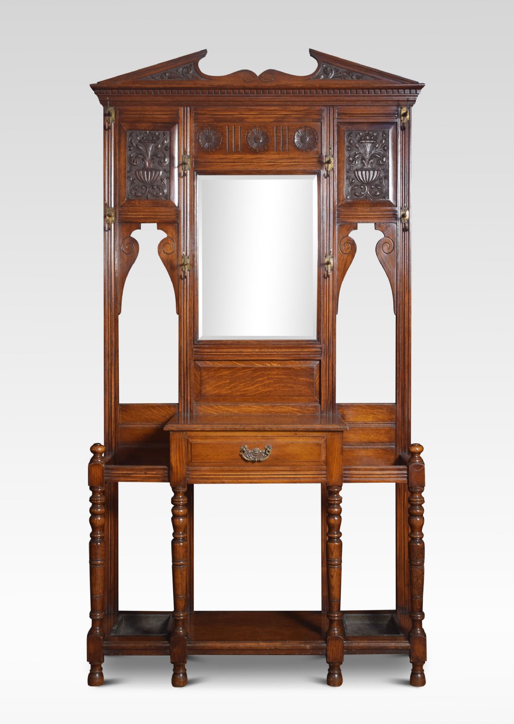 19th century carved oak hall stand
