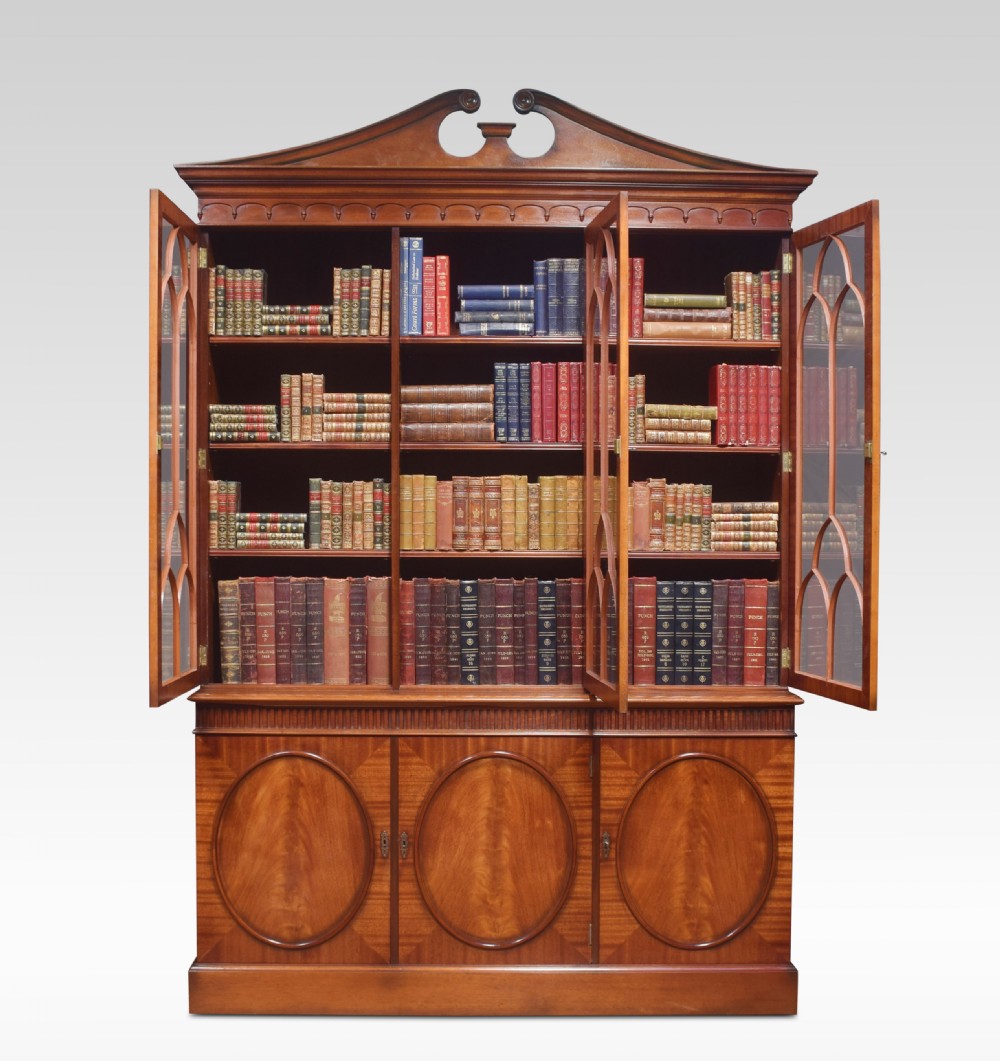 Mahogany three door library bookcase View II