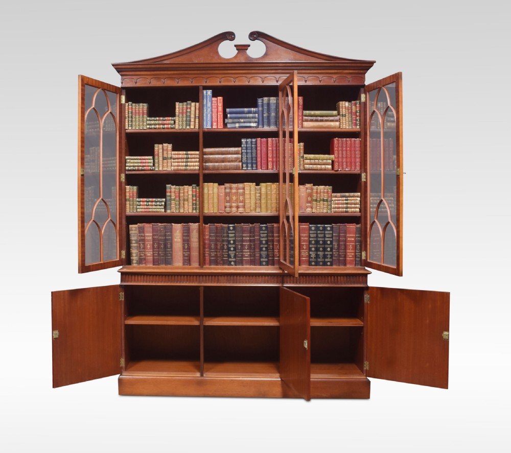 Mahogany three door library bookcase View VI