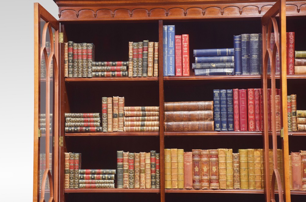 Mahogany three door library bookcase View VII