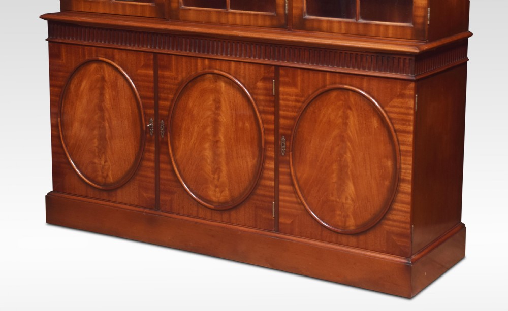 Mahogany three door library bookcase View VIII