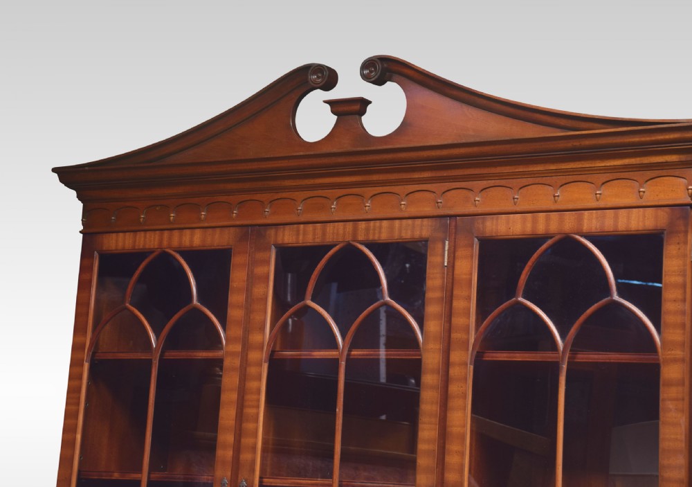 Mahogany three door library bookcase View IX