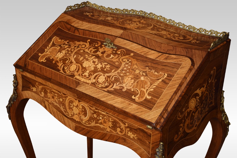 Rosewood inlaid bureau de dame View VII