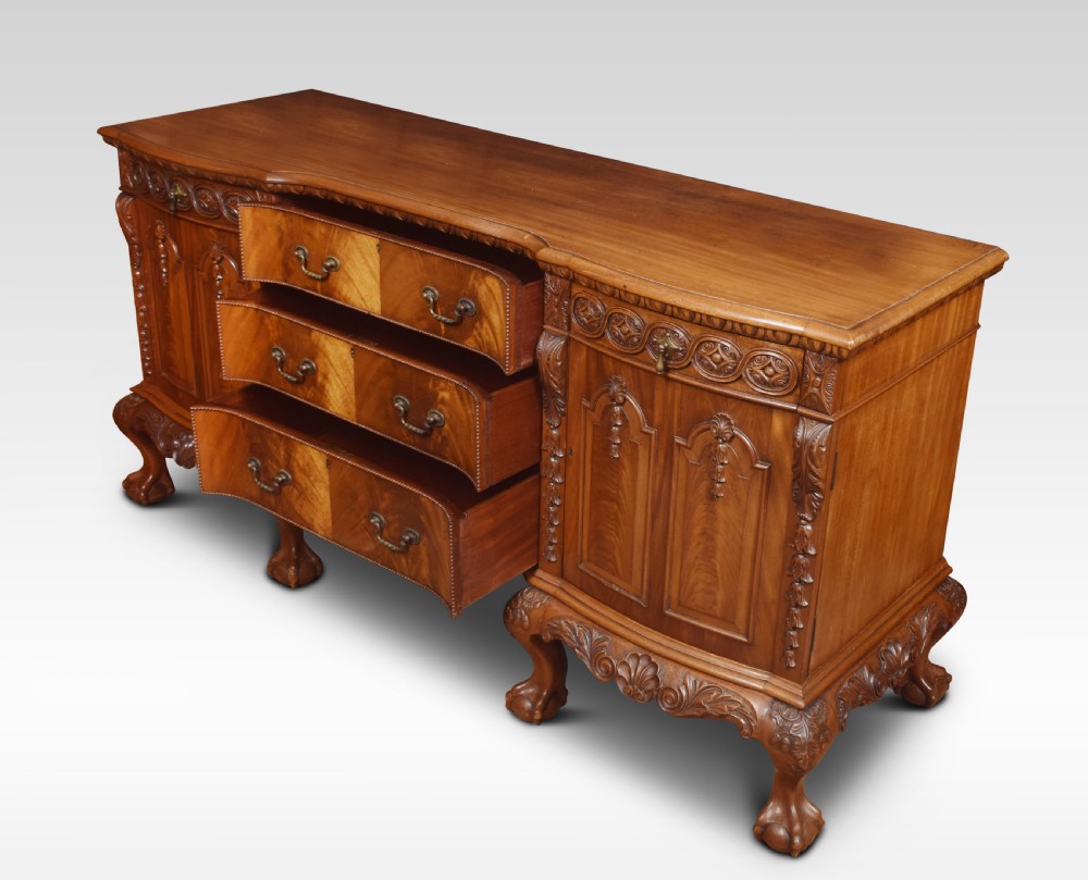 Carved mahogany inverted break front sideboard View X