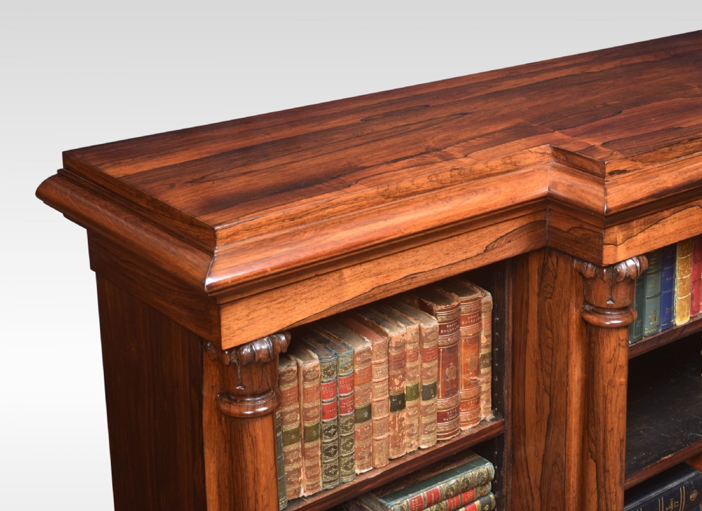 Rosewood breakfront open bookcase View IV