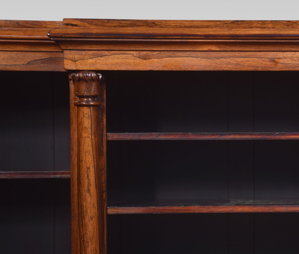 Rosewood breakfront open bookcase View VI