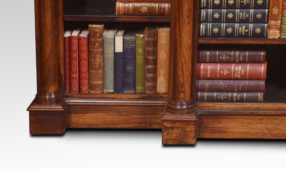 Rosewood breakfront open bookcase View VII