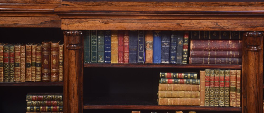 Rosewood breakfront open bookcase View IX