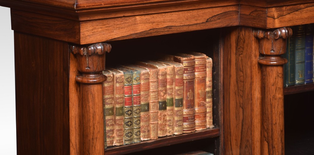 Rosewood breakfront open bookcase View X