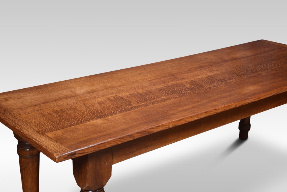 Large oak kitchen dining refectory table View IV