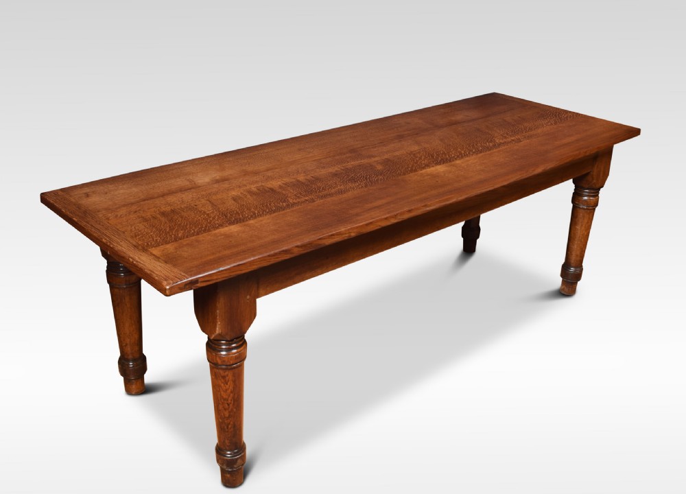 Large oak kitchen dining refectory table View V