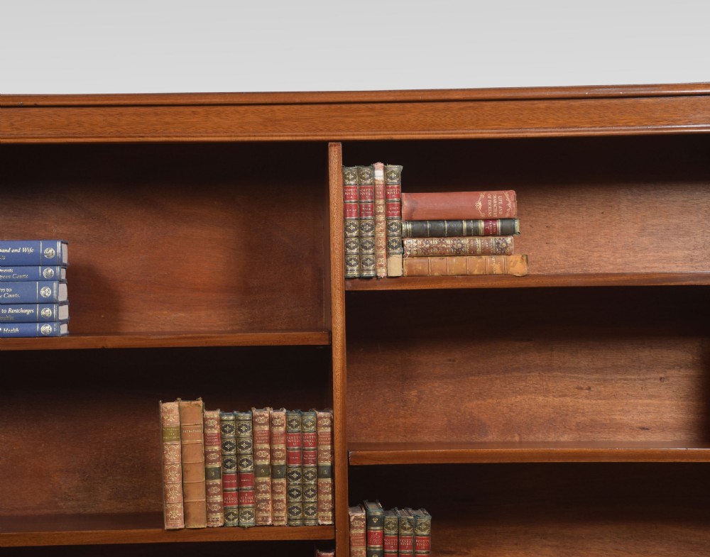 Large mahogany open bookcase View III