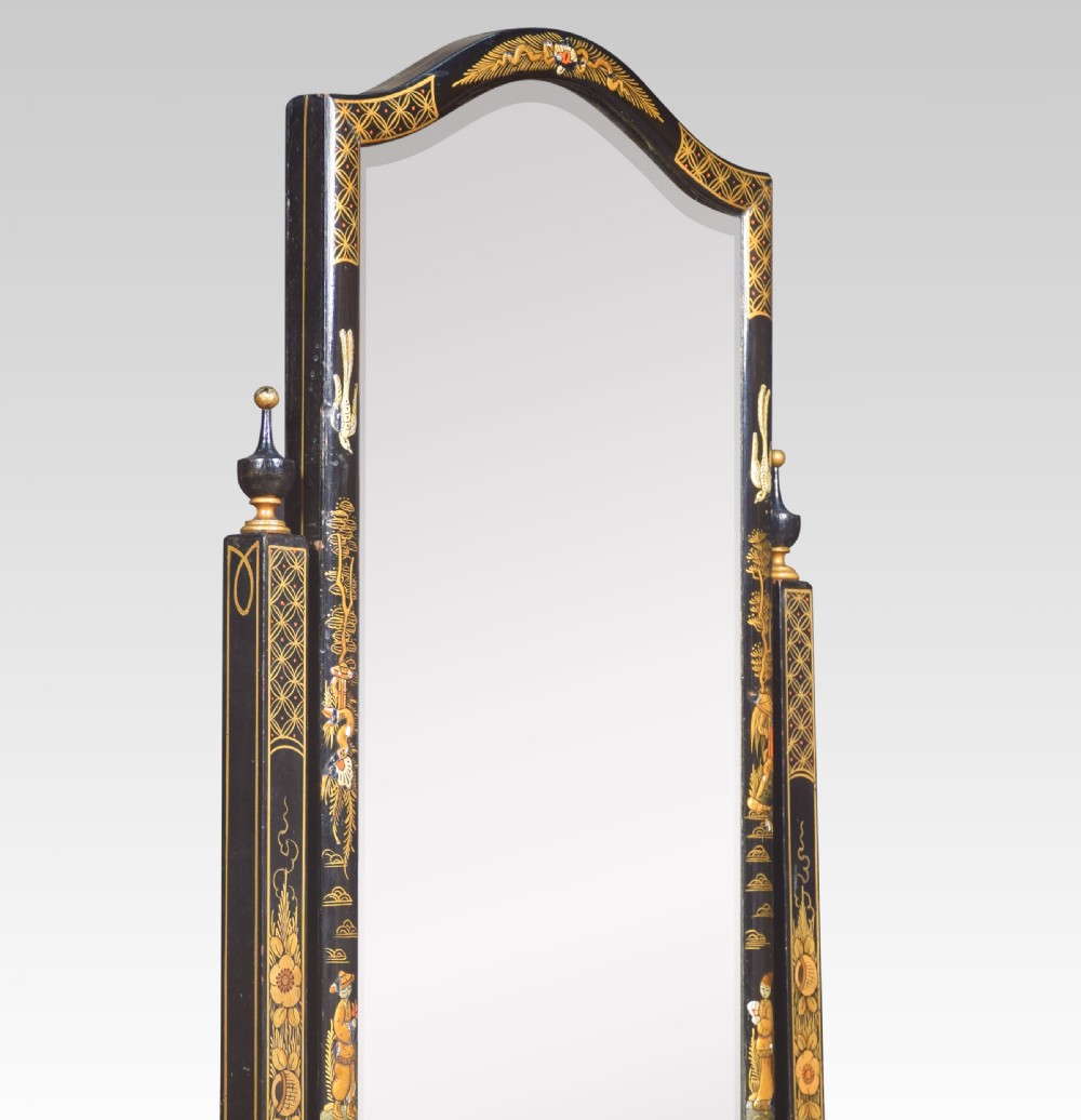 Black Japanned and parcel gilt cheval mirror View IV