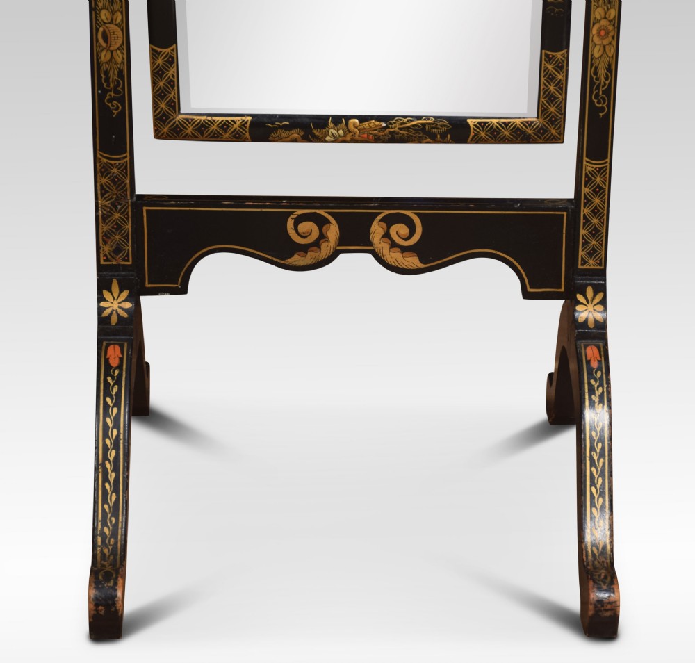 Black Japanned and parcel gilt cheval mirror View V