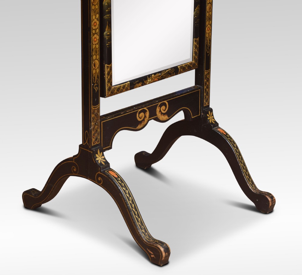 Black Japanned and parcel gilt cheval mirror View VI