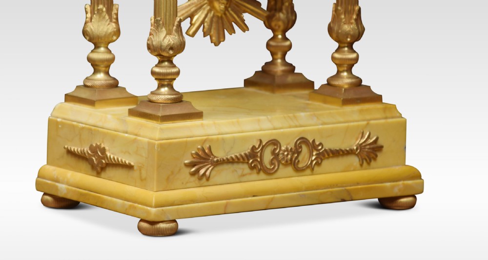 19th Century French Gilt Brass and Siena Marble Three-Piece Clock set View IV