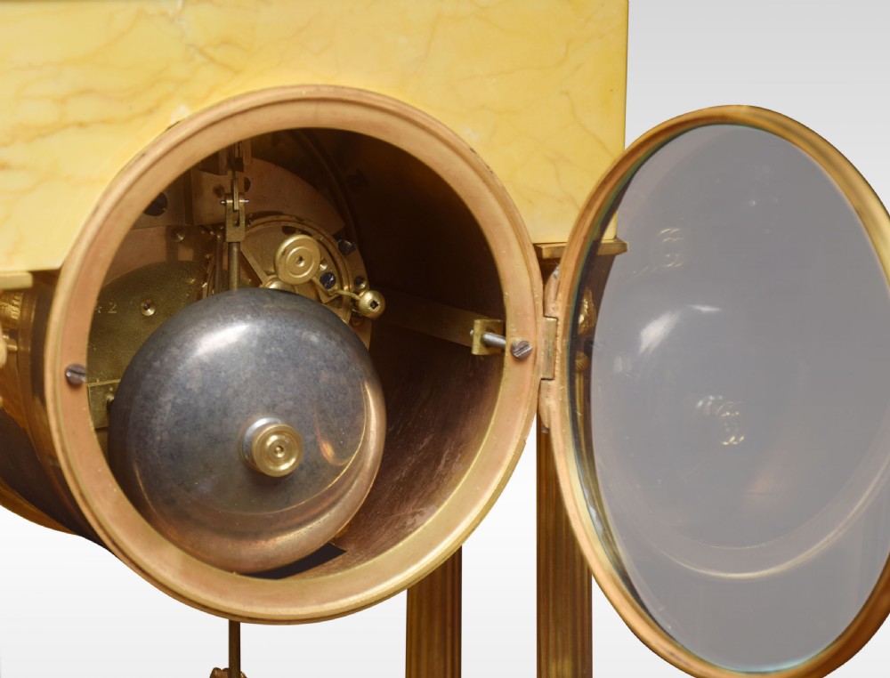 19th Century French Gilt Brass and Siena Marble Three-Piece Clock set View VI