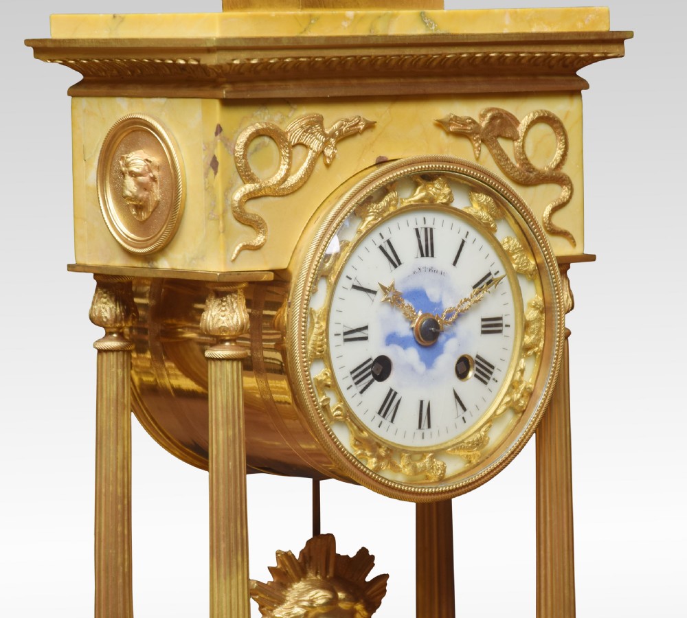 19th Century French Gilt Brass and Siena Marble Three-Piece Clock set View IX