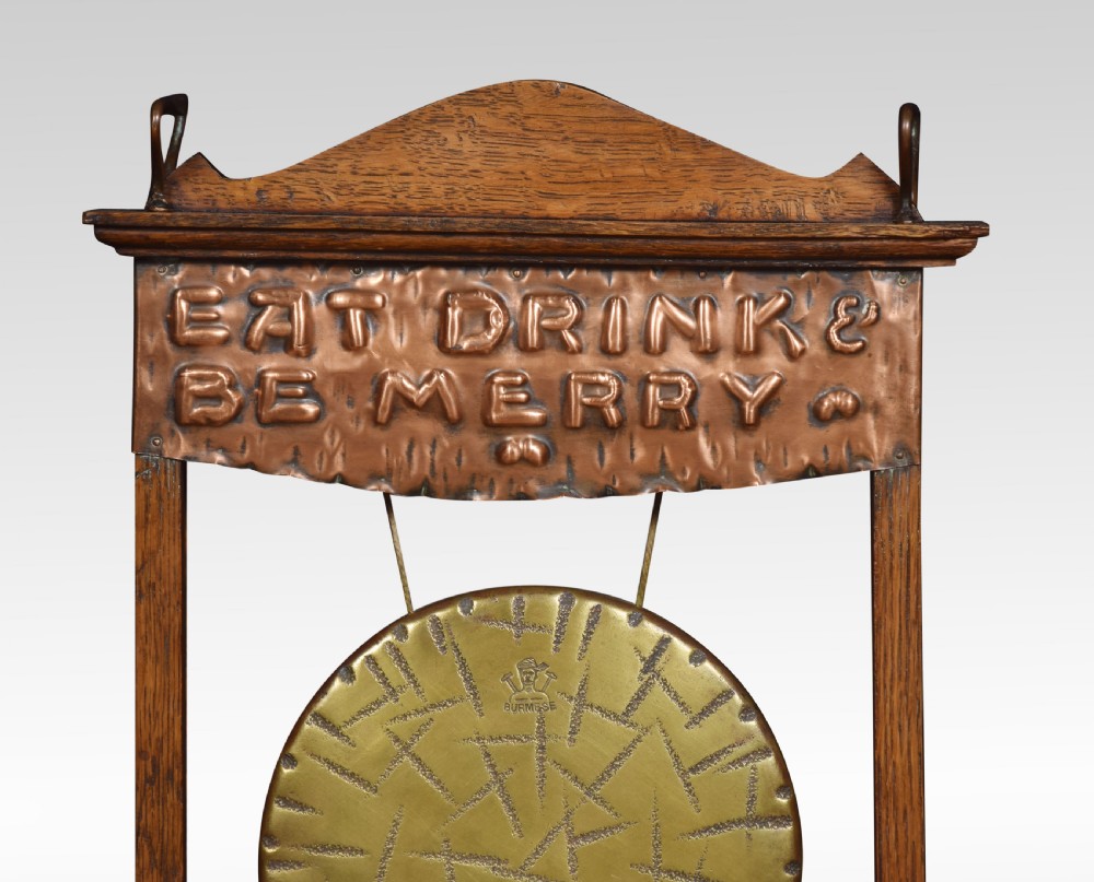 Arts & Crafts oak and copper dinner gong View III