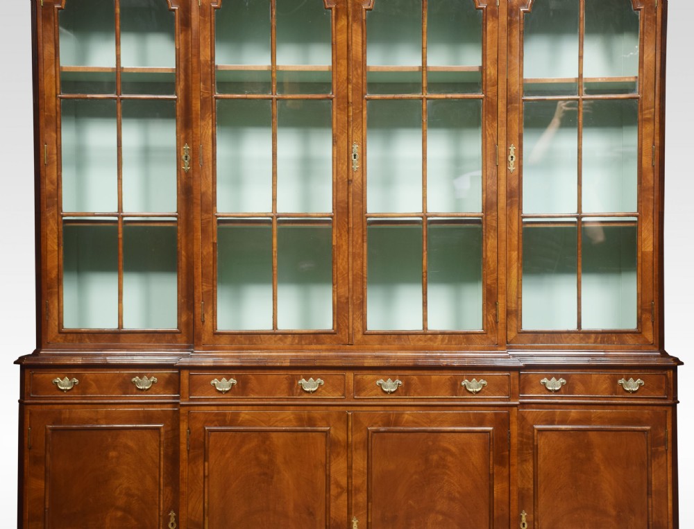Walnut four door breakfront bookcase View VI