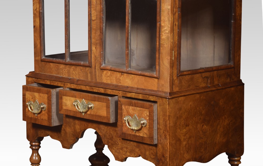 Walnut Queen Ann style display cabinet View V