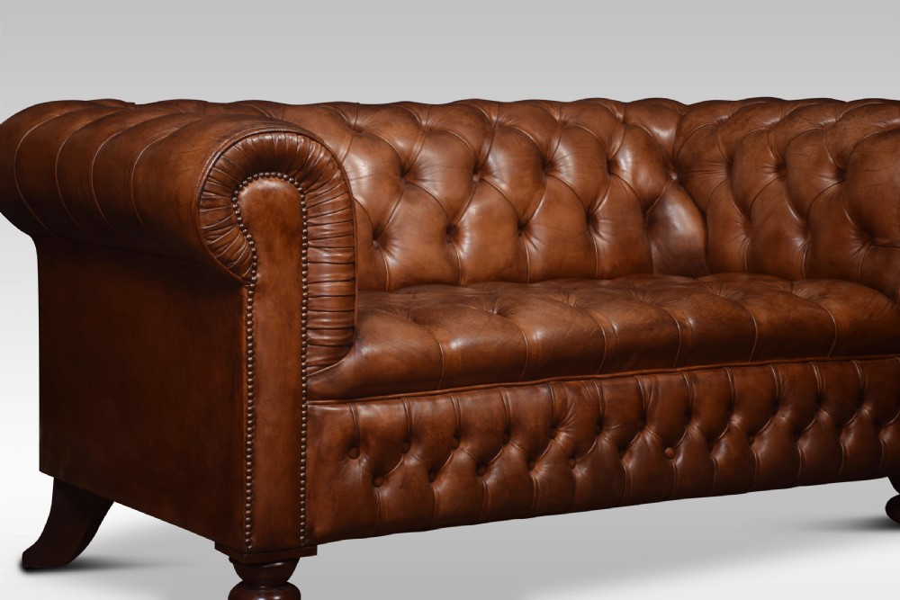 Brown leather chesterfield View III