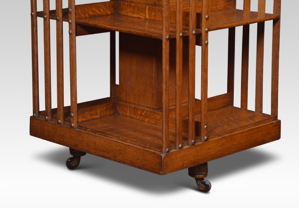  Large oak revolving bookcase View II