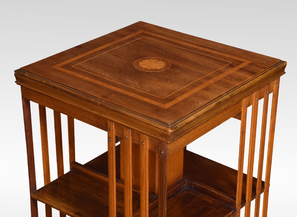 Mahogany inlaid revolving bookcase View II