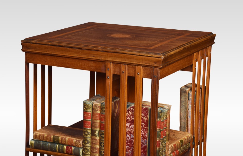 Mahogany inlaid revolving bookcase View IV