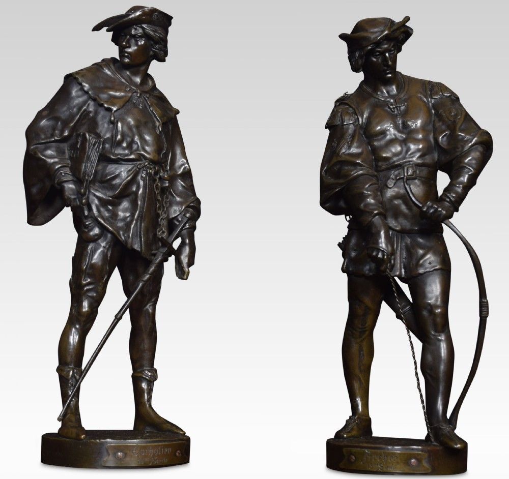 Emile Louis Picault pair of bronze figures of soldiers View IV