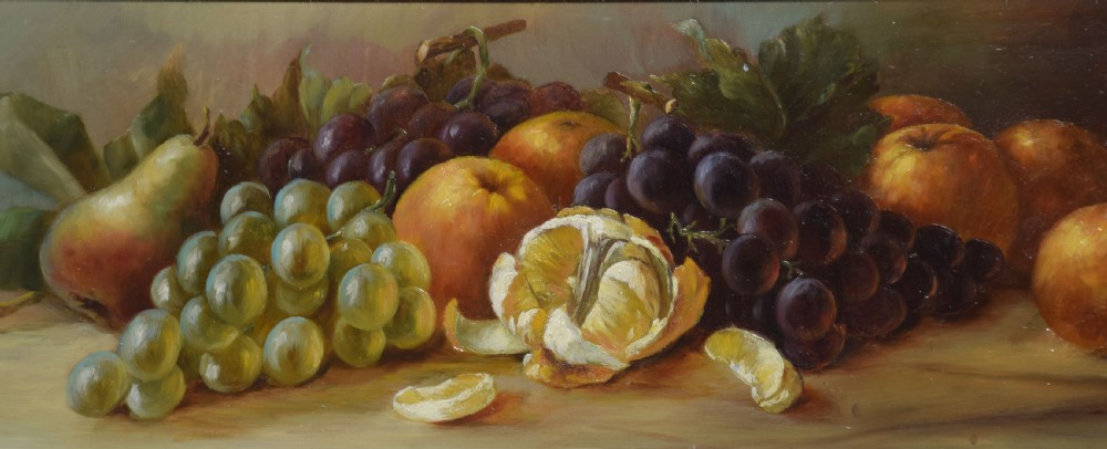 Oil on board Framed still life of Fruit View II