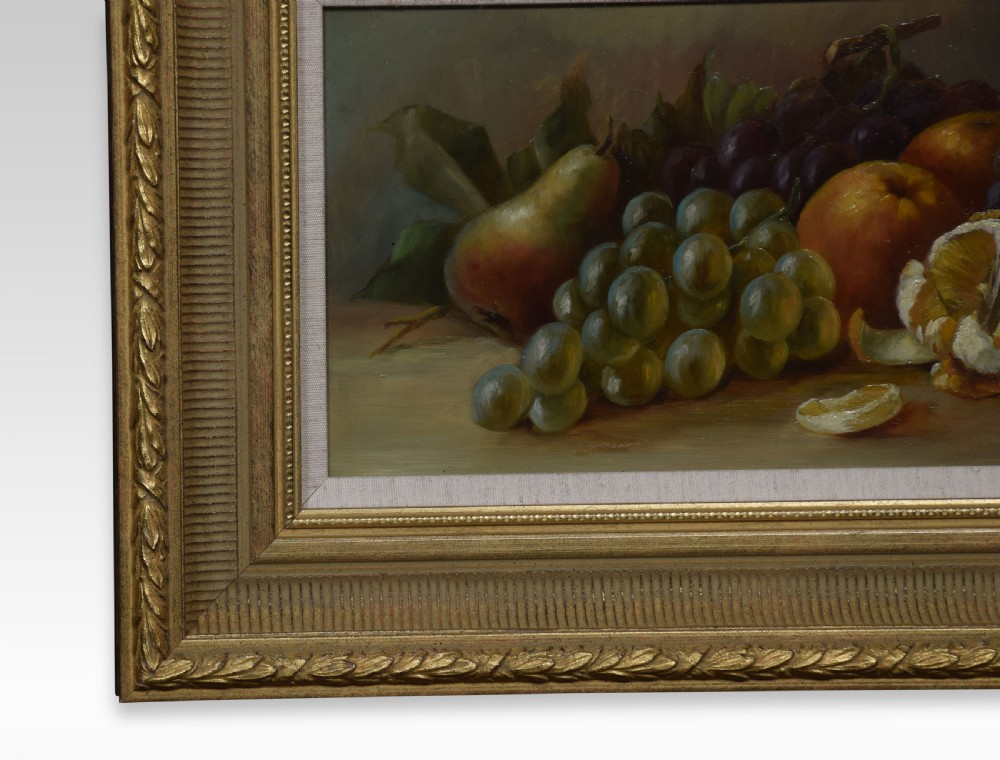 Oil on board Framed still life of Fruit View III
