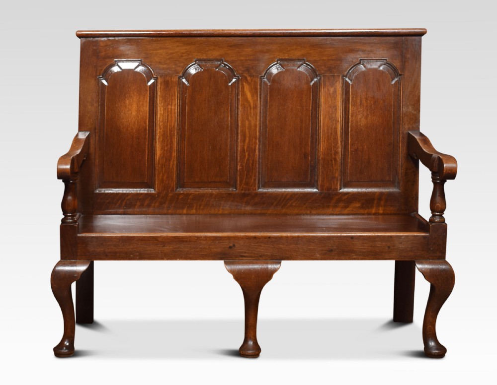 George III oak bench settle View III